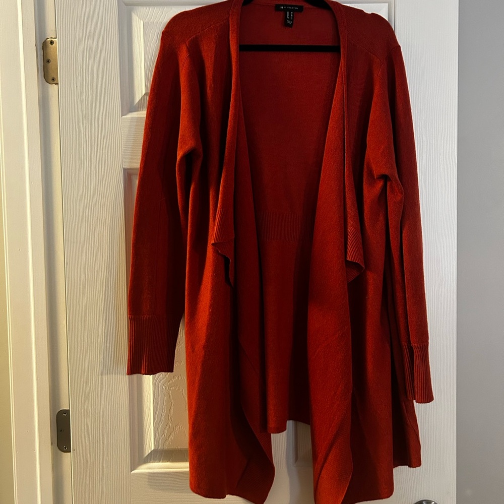 Women's Burnt Orange Open Front Cardigan Sweater